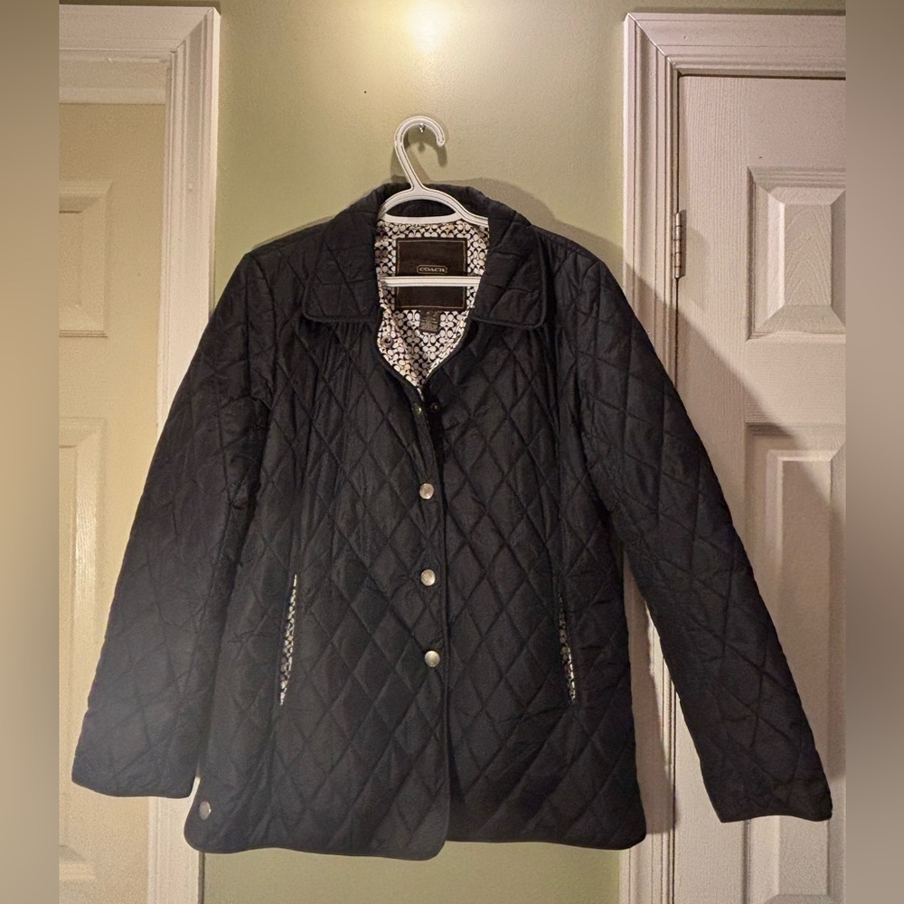 COACH Quilted Jacket – Black – Signature Lining – Women’s Small